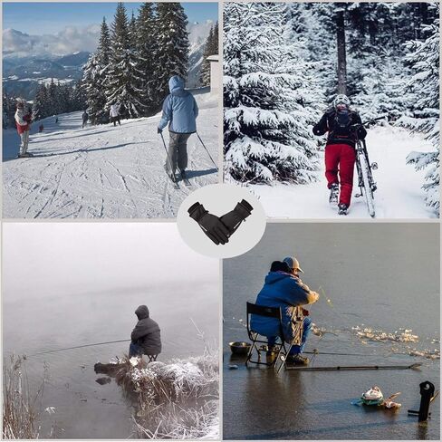 قفازات الشتاء LJCUTE للرجال والنساء، قفازات تزلج سوداء مقاومة للرياح في الطقس البارد بعشرة أصابع تعمل باللمس لركوب الدراجات والجري والدراجات النارية والتزلج على الجليد in Kuwait