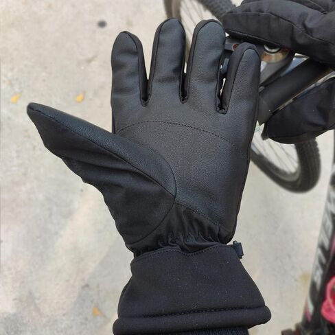 قفازات الشتاء LJCUTE للرجال والنساء، قفازات تزلج سوداء مقاومة للرياح في الطقس البارد بعشرة أصابع تعمل باللمس لركوب الدراجات والجري والدراجات النارية والتزلج على الجليد in Kuwait