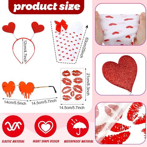 Xuhal 9 Pcs Valentine's Day Cupid Costume Cupid Bow and Arrow Set Wings Heart Headband Tattoo Sticker Heart Shape Sunglasses Thigh High Stockings Arrow Costume Accessories for Women in Saudi Arabia