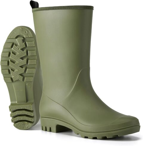 HISEA Women Rubber Boots Wide Calf Rain Boots Matte Surface Waterproof PVC Rubber Rain Boot Mid Height Rain Shoes for Outdoor Gardening Work Walking in Saudi Arabia