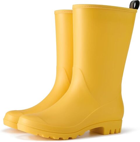 HISEA Women Rubber Boots Wide Calf Rain Boots Matte Surface Waterproof PVC Rubber Rain Boot Mid Height Rain Shoes for Outdoor Gardening Work Walking in Saudi Arabia