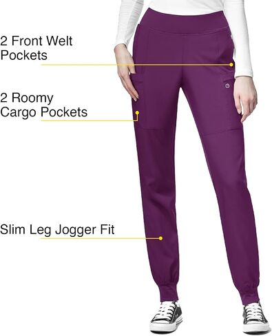 WonderWink W123 Women’s Comfort Waist Cargo Jogger Pant — Eggplant, X-L Petite in Saudi Arabia