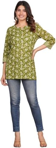 Aveeka Fab Floral Printed Cotton Top Tunic for Women's in Kuwait