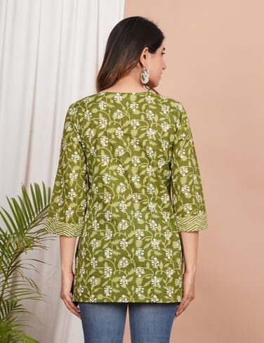 Aveeka Fab Floral Printed Cotton Top Tunic for Women's in Kuwait
