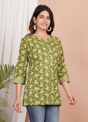 Aveeka Fab Floral Printed Cotton Top Tunic for Women's in Kuwait