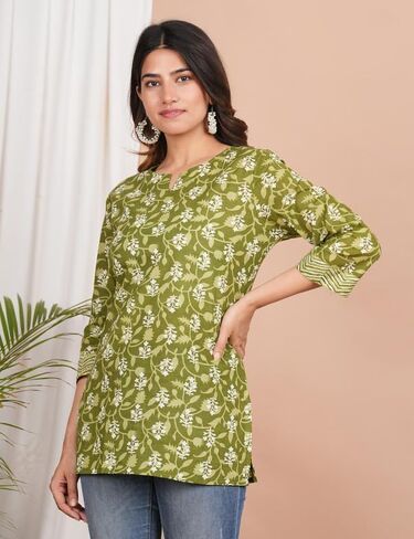 Aveeka Fab Floral Printed Cotton Top Tunic for Women's in Kuwait