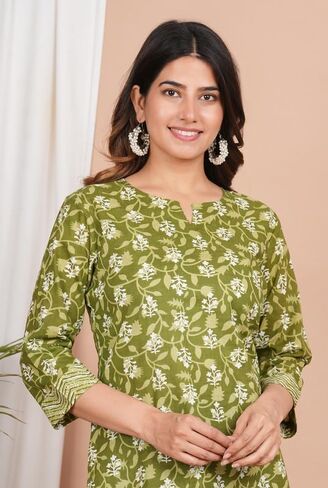 Aveeka Fab Floral Printed Cotton Top Tunic for Women's in Kuwait