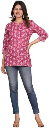 Aveeka Fab Floral Printed Cotton Top Tunic for Women's in Kuwait