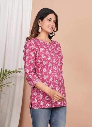 Aveeka Fab Floral Printed Cotton Top Tunic for Women's in Kuwait