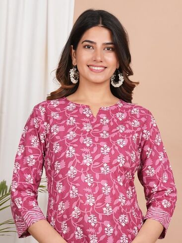 Aveeka Fab Floral Printed Cotton Top Tunic for Women's in Kuwait