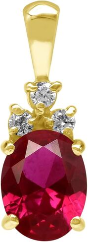 Silvershake 9X7mm Oval Shape Birthstone Gemstone White Gold Plated or Yellow Gold Plated 925 Sterling Silver Classic Pendant Jewelry for Women in Saudi Arabia