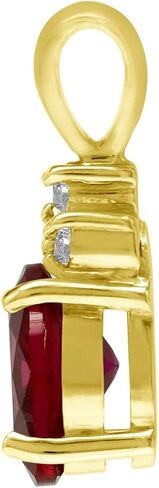 Silvershake 9X7mm Oval Shape Birthstone Gemstone White Gold Plated or Yellow Gold Plated 925 Sterling Silver Classic Pendant Jewelry for Women in Saudi Arabia