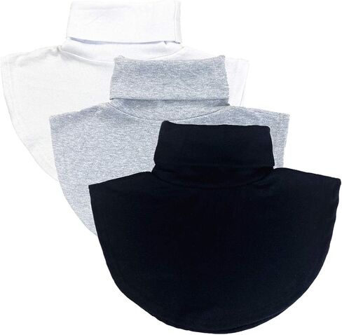 3Pcs Womens False Fake Turtleneck Dickey Mock Collar Dickey Half Top Collar Shirts,Black White Gray in Saudi Arabia