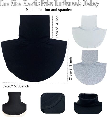 3Pcs Womens False Fake Turtleneck Dickey Mock Collar Dickey Half Top Collar Shirts,Black White Gray in Saudi Arabia