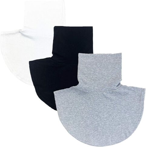 3Pcs Womens False Fake Turtleneck Dickey Mock Collar Dickey Half Top Collar Shirts,Black White Gray in Saudi Arabia