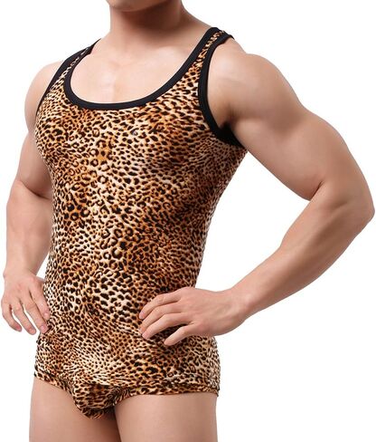 YUFEIDA قميص بدون أكمام للرجال بدون أكمام، قميص ليوبارد مثير، قمصان داخلية in Kuwait