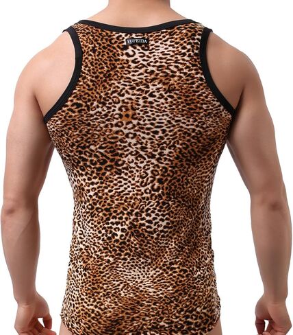 YUFEIDA قميص بدون أكمام للرجال بدون أكمام، قميص ليوبارد مثير، قمصان داخلية in Kuwait