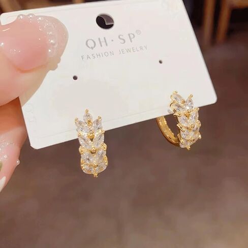 أقراط أذن قمح صغيرة مطلية بالذهب عيار 16 قيراط أقراط نسائية فاخرة أقراط هوجي هوب للنساء والفتيات in Kuwait