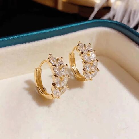 أقراط أذن قمح صغيرة مطلية بالذهب عيار 16 قيراط أقراط نسائية فاخرة أقراط هوجي هوب للنساء والفتيات in Kuwait