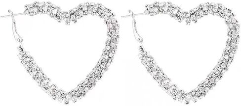 Shiny Big Heart Hoop Earrings for Women Girls Boho Rhinestone Wrapped Huggie Hoops Dangle Earring Lightweight Comfortable Sparkle Wedding Christmas Birthday Jewelry Gifts 50mm in Saudi Arabia