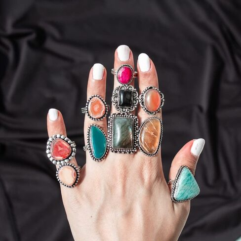 10 PCs Vintage Punk Rings Set Boho Joint Knuckle Ring Statement Finger Rings Retro Jewellery Gift for Girls Women in Kuwait