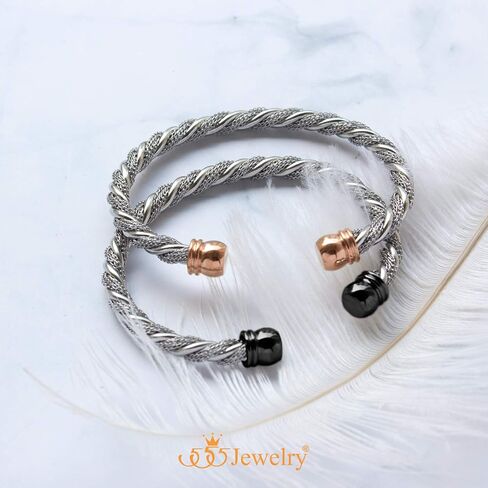 555Jewelry قابل للتعديل سلك ملتوي كابل مفتوح الكفة الإسورة سوار للنساء والفتيات in Saudi Arabia