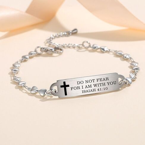 AOAMID Bible Verse Bracelet-Stainless Steel Faith Christian Bracelet for Women, Mantra Quotes Christian Gifts for Her in Saudi Arabia