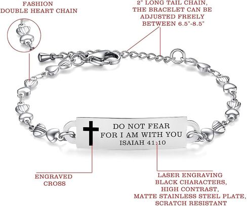 AOAMID Bible Verse Bracelet-Stainless Steel Faith Christian Bracelet for Women, Mantra Quotes Christian Gifts for Her in Saudi Arabia