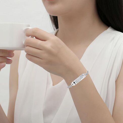 AOAMID Bible Verse Bracelet-Stainless Steel Faith Christian Bracelet for Women, Mantra Quotes Christian Gifts for Her in Saudi Arabia