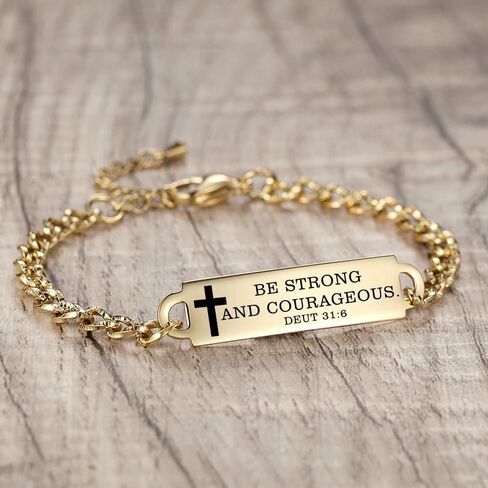 AOAMID Bible Verse Bracelet-Stainless Steel Faith Christian Bracelet for Women, Mantra Quotes Christian Gifts for Her in Saudi Arabia