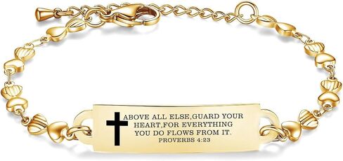 AOAMID Bible Verse Bracelet-Stainless Steel Faith Christian Bracelet for Women, Mantra Quotes Christian Gifts for Her in Saudi Arabia