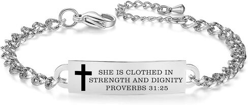 AOAMID Bible Verse Bracelet-Stainless Steel Faith Christian Bracelet for Women, Mantra Quotes Christian Gifts for Her in Saudi Arabia