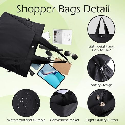 ابناوك شنطة يد كبيرة توت مع شنط مكياج للسفر بسعة 18 لتر، شنطة تسوق جانبية خفيفة الوزن لصالة الالعاب الرياضية للنساء، شنطة يد كبيرة توت للتسوق والتمارين الرياضية والشاطئ، اسود in Kuwait