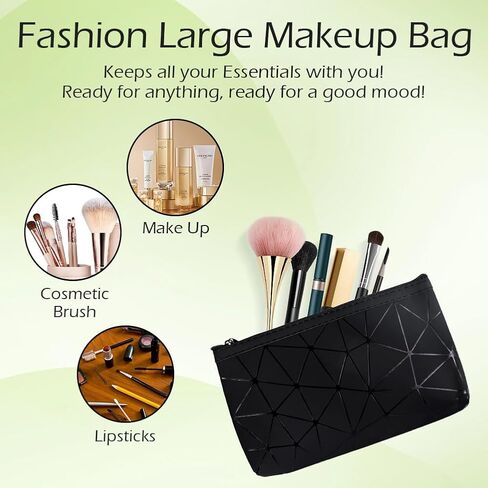 ابناوك شنطة يد كبيرة توت مع شنط مكياج للسفر بسعة 18 لتر، شنطة تسوق جانبية خفيفة الوزن لصالة الالعاب الرياضية للنساء، شنطة يد كبيرة توت للتسوق والتمارين الرياضية والشاطئ، اسود in Kuwait