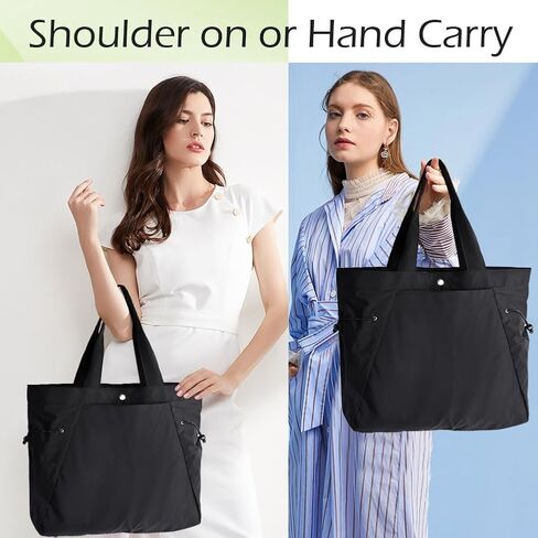 ابناوك شنطة يد كبيرة توت مع شنط مكياج للسفر بسعة 18 لتر، شنطة تسوق جانبية خفيفة الوزن لصالة الالعاب الرياضية للنساء، شنطة يد كبيرة توت للتسوق والتمارين الرياضية والشاطئ، اسود in Kuwait