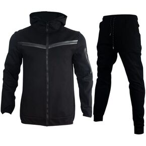 بدلة رياضية رجالي من KISSQIQI مكونة من قطعتين مع قلنسوة بسحاب كامل ملابس رياضية بدل رياضية للركض للرجال مجموعة in Kuwait