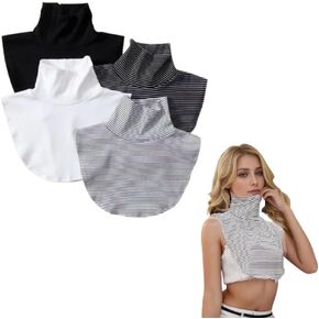 BESTHAVE 2-Pack Solid Color Striped Turtleneck Dicky Collar Outerwear or Sweater Hooded High Neck Mock Collar