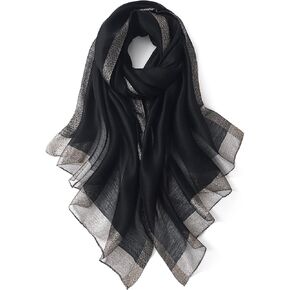STARWHISPER Women's Gold Trim Silk Scarf Shawl Wrap - Elegant Accessory for Evening Dress - Gift Packaged