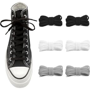 UamGlsob 3 Pairs 5/16" Elastic Shoe Laces for Converse High Tops and Low Top, Flat Bungee Stretchy Replacement Shoelaces