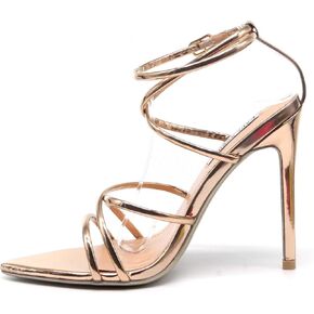 كعب عالي من Cape Robbin ADA Nude Super Strappy مدبب ومفتوح عند أصابع القدم وحزام الكاحل in Saudi Arabia