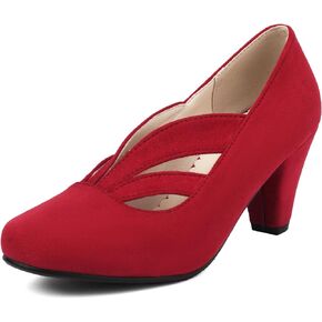 Elerhythm Women's Mary Jane Vintage Heels Gatsby 1920s Pumps Closed Round Toe 1950s Victorian Retro Shoes