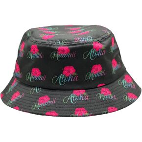 Aloha Designs - قبعة دلو كركديه هاواي مع طباعة ألوها وماهالو وهاواي الملونة. in Kuwait