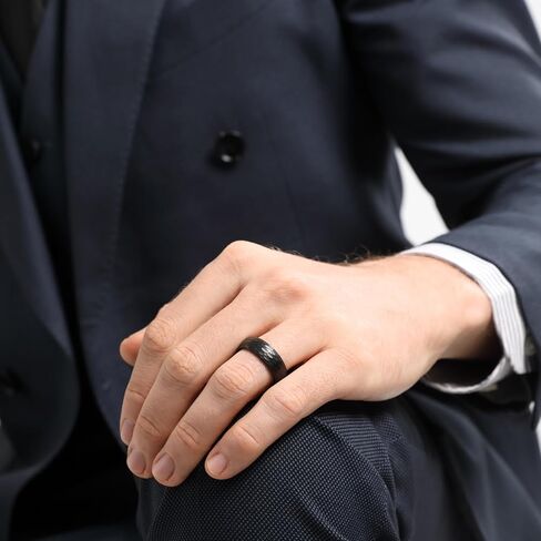 TRUMIUM 6mm 8mm Black Gold Mens Wedding Band Tungsten Carbide Rings for Men Women Hammered Multi-faceted Matte Finished Engagement Promise Couple Rings Size 6-14 in Saudi Arabia
