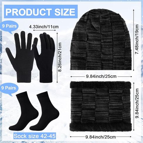 Breathffy 36 Pcs Winter Beanie Hats Scarf Gloves Sock Set Warm Fleece Lined Knitted Hat Skull Cap for Men Women Touchscreen Gloves Neck Gaiter Warm Sock for Winter Multicolor in Saudi Arabia