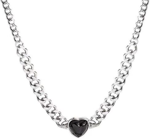 Buyongwant Black Heart shaped Necklace Pendant Y2k Irregular Chain Fashion Versatile Jewelry Women's Christmas Gift in Kuwait
