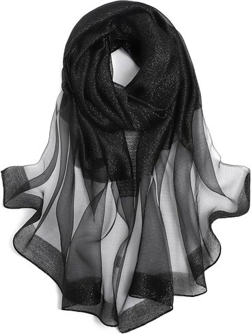STARWHISPER Women's Gold Trim Silk Scarf Shawl Wrap - Elegant Accessory for Evening Dress - Gift Packaged in Saudi Arabia