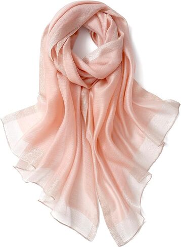 STARWHISPER Women's Gold Trim Silk Scarf Shawl Wrap - Elegant Accessory for Evening Dress - Gift Packaged in Saudi Arabia