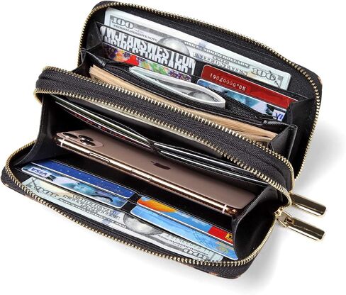 حقيبة يد ومحفظة للهاتف بسحاب مزدوج للنساء من ديزي روز - حجب RFID، منظم بطاقات متعددة من جلد البولي يوريثان النباتي in Kuwait