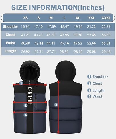 سترة منتفخة للرجال من PUREMSX، معطف شتوي دافئ مبطن للاستخدام الخارجي بدون أكمام in Kuwait
