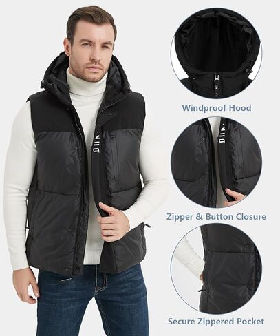 سترة منتفخة للرجال من PUREMSX، معطف شتوي دافئ مبطن للاستخدام الخارجي بدون أكمام in Kuwait